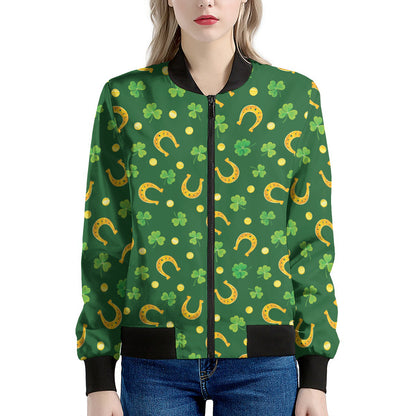 Irish Saint Patrick's Day Pattern Print Women's Bomber Jacket