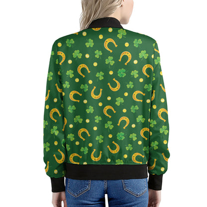 Irish Saint Patrick's Day Pattern Print Women's Bomber Jacket