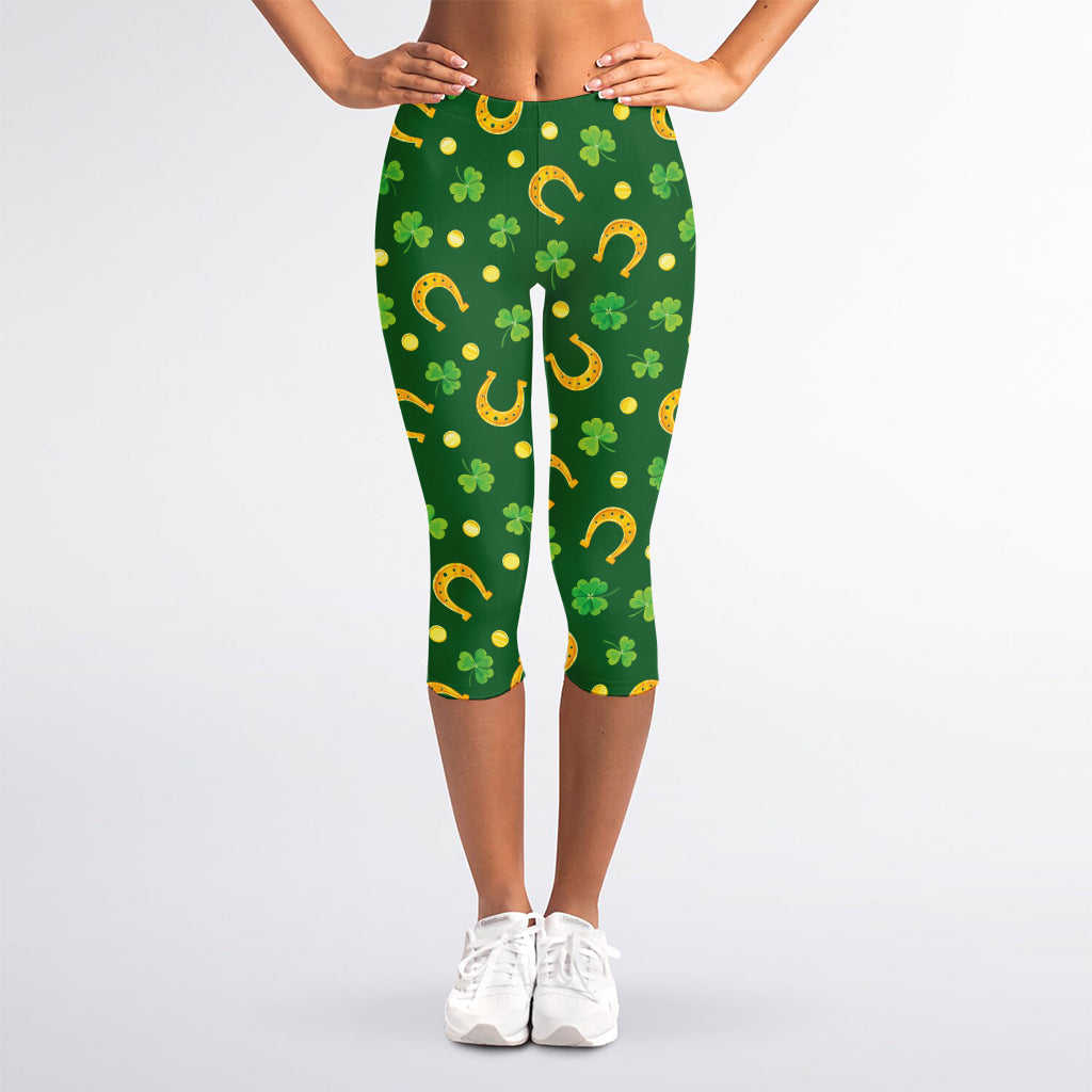 Irish Saint Patrick's Day Pattern Print Women's Capri Leggings