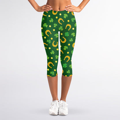 Irish Saint Patrick's Day Pattern Print Women's Capri Leggings