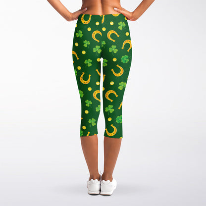 Irish Saint Patrick's Day Pattern Print Women's Capri Leggings