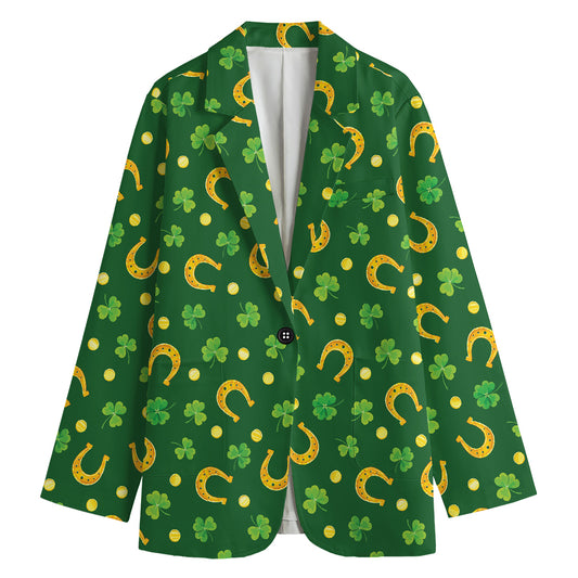 Irish Saint Patrick's Day Pattern Print Women's Cotton Blazer