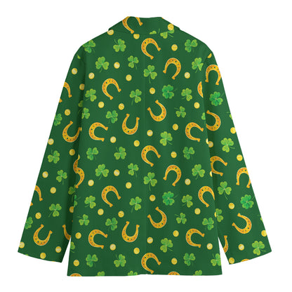 Irish Saint Patrick's Day Pattern Print Women's Cotton Blazer