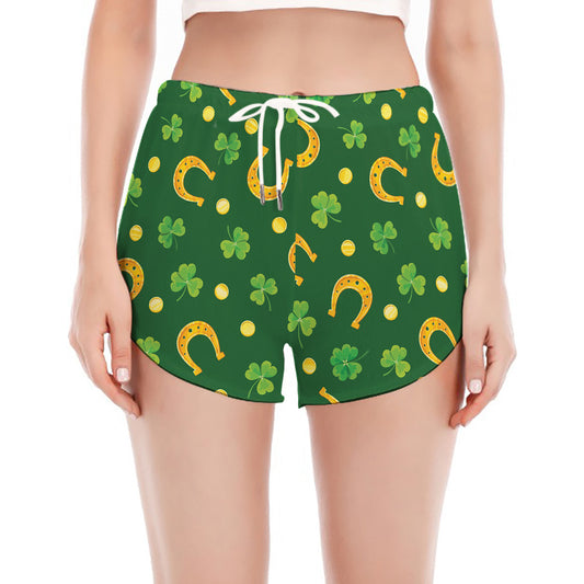 Irish Saint Patrick's Day Pattern Print Women's Split Running Shorts