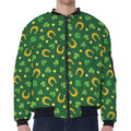 Irish Saint Patrick's Day Pattern Print Zip Sleeve Bomber Jacket