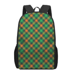 Irish Saint Patrick's Day Plaid Print 17 Inch Backpack