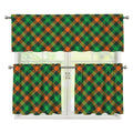 Irish Saint Patrick's Day Plaid Print 3 Piece Kitchen Curtains