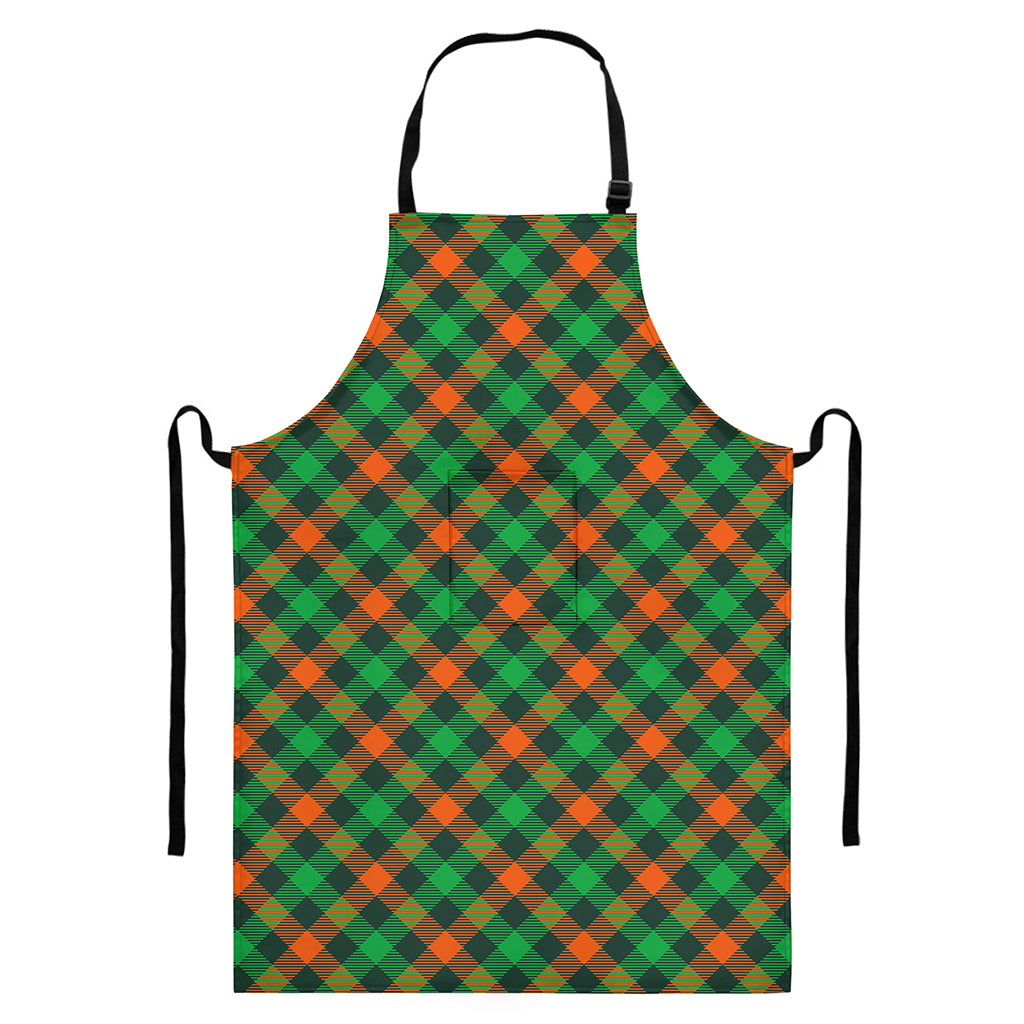 Irish Saint Patrick's Day Plaid Print Bib Apron With Pocket