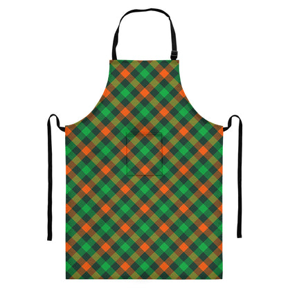 Irish Saint Patrick's Day Plaid Print Bib Apron With Pocket