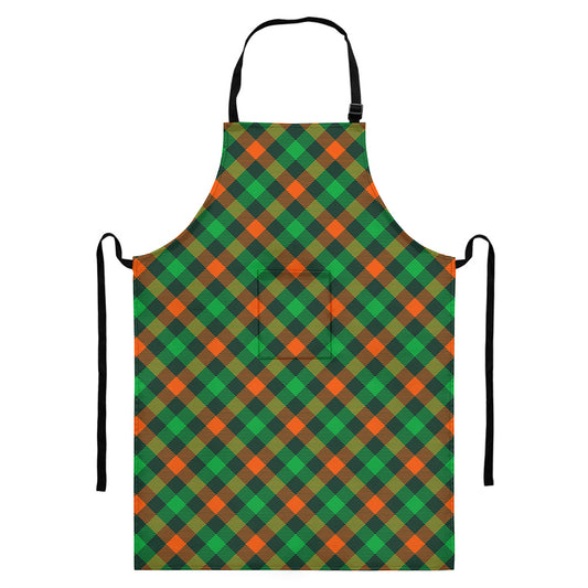 Irish Saint Patrick's Day Plaid Print Bib Apron With Pocket