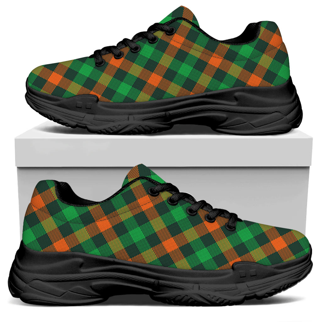 Irish Saint Patrick's Day Plaid Print Black Chunky Shoes