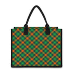 Irish Saint Patrick's Day Plaid Print Canvas Tote Bag