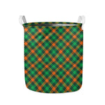 Irish Saint Patrick's Day Plaid Print Collapsible Laundry Basket