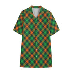 Irish Saint Patrick's Day Plaid Print Cotton Hawaiian Shirt