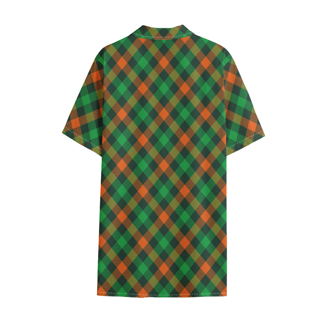 Irish Saint Patrick's Day Plaid Print Cotton Hawaiian Shirt
