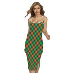 Irish Saint Patrick's Day Plaid Print Cross Back Cami Dress