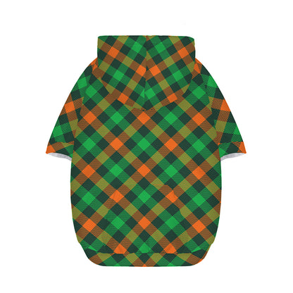 Irish Saint Patrick's Day Plaid Print Dog Zip Up Hoodie