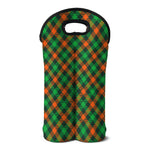 Irish Saint Patrick's Day Plaid Print Double Neoprene Wine Tote