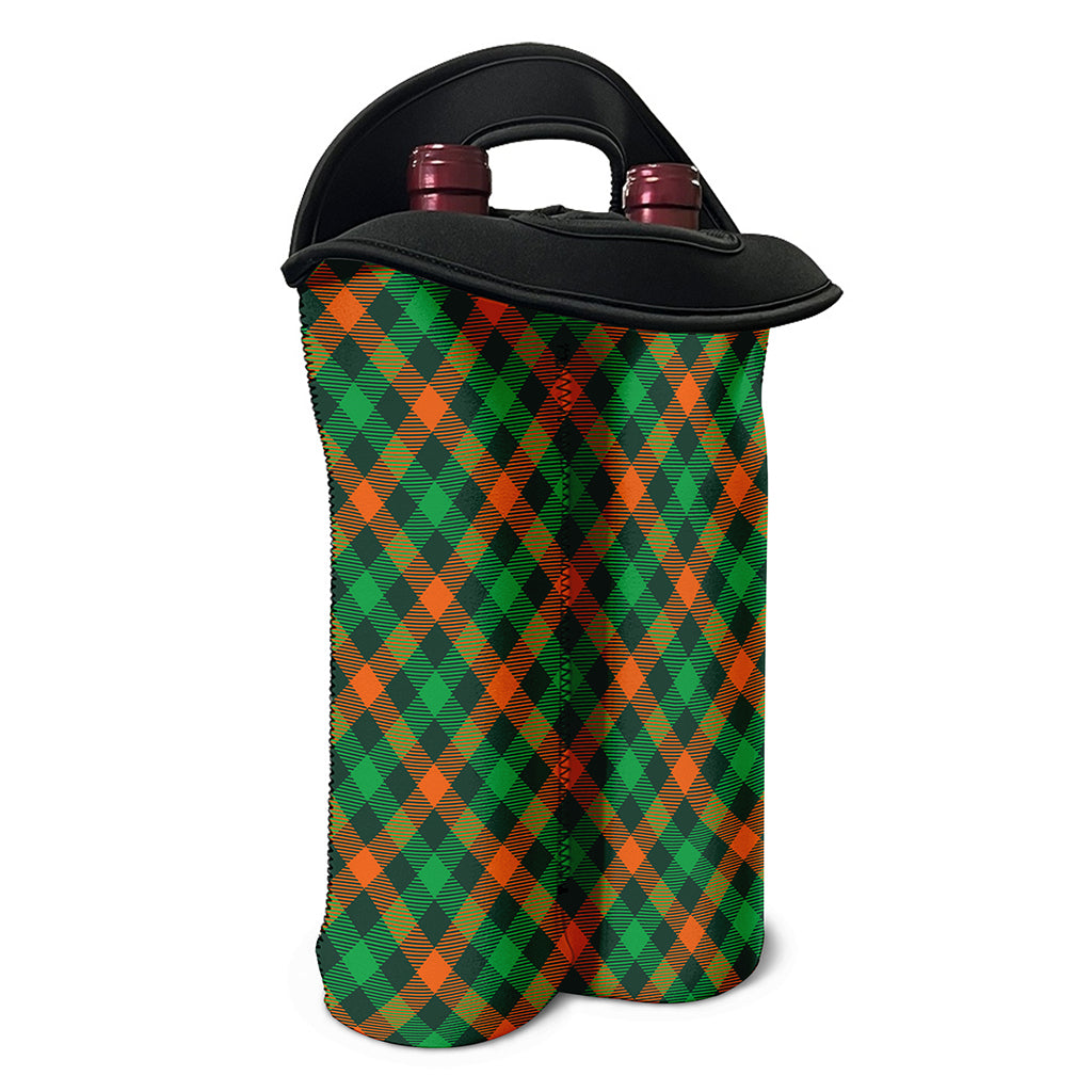 Irish Saint Patrick's Day Plaid Print Double Neoprene Wine Tote
