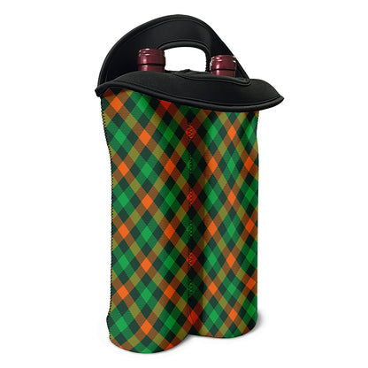 Irish Saint Patrick's Day Plaid Print Double Neoprene Wine Tote