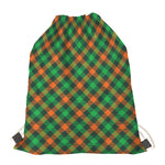 Irish Saint Patrick's Day Plaid Print Drawstring Bag