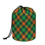 Irish Saint Patrick's Day Plaid Print Drawstring Makeup Bag