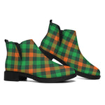 Irish Saint Patrick's Day Plaid Print Flat Ankle Boots