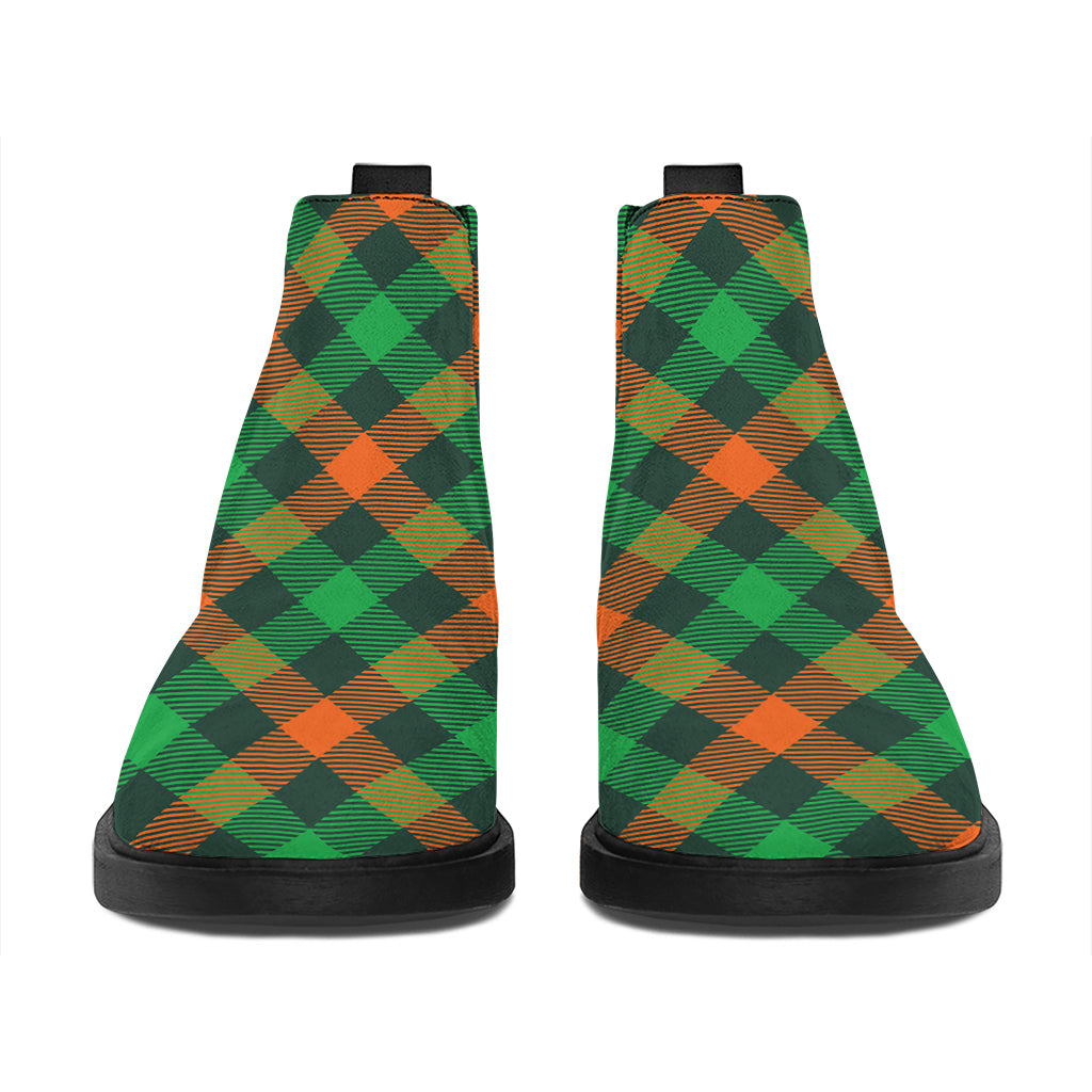 Irish Saint Patrick's Day Plaid Print Flat Ankle Boots