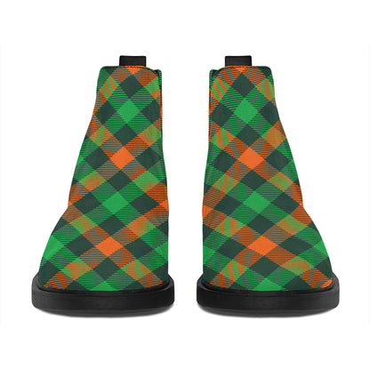 Irish Saint Patrick's Day Plaid Print Flat Ankle Boots