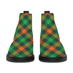 Irish Saint Patrick's Day Plaid Print Flat Ankle Boots