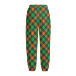 Irish Saint Patrick's Day Plaid Print Fleece Lined Knit Pants