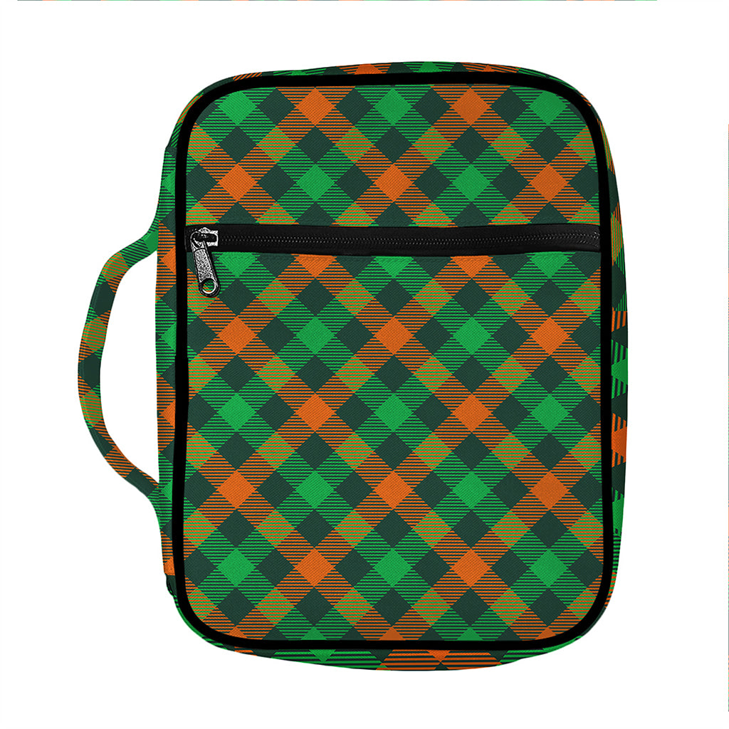 Irish Saint Patrick's Day Plaid Print Front Pocket Bible Bag