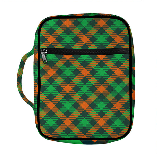 Irish Saint Patrick's Day Plaid Print Front Pocket Bible Bag