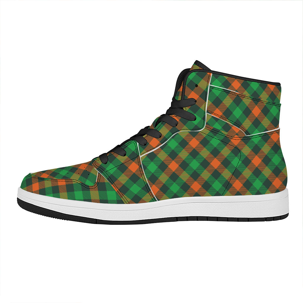 Irish Saint Patrick's Day Plaid Print High Top Leather Sneakers