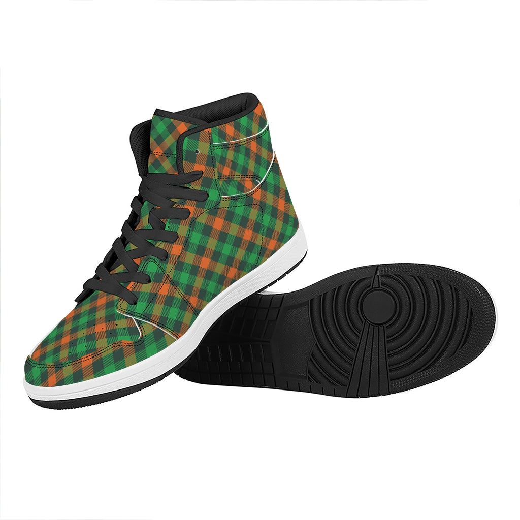 Irish Saint Patrick's Day Plaid Print High Top Leather Sneakers