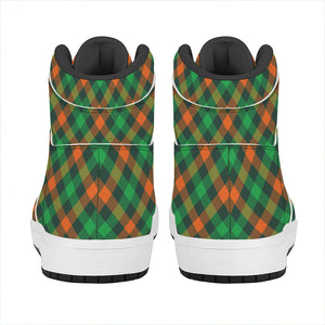 Irish Saint Patrick's Day Plaid Print High Top Leather Sneakers