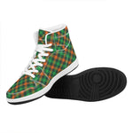 Irish Saint Patrick's Day Plaid Print High Top Leather Sneakers