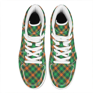 Irish Saint Patrick's Day Plaid Print High Top Leather Sneakers