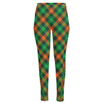 Irish Saint Patrick's Day Plaid Print High-Waisted Pocket Leggings