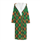 Irish Saint Patrick's Day Plaid Print Hooded Bathrobe