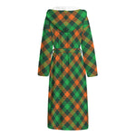 Irish Saint Patrick's Day Plaid Print Hooded Bathrobe