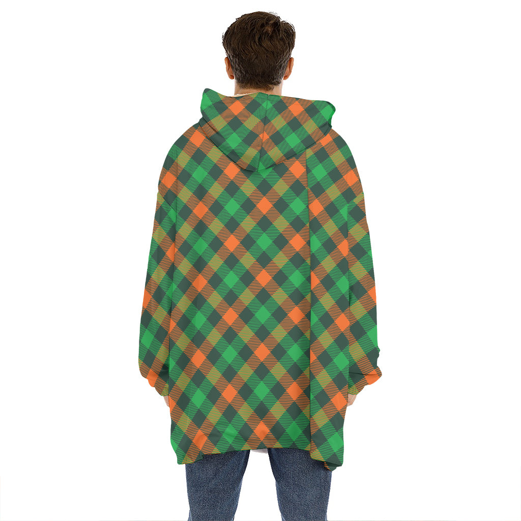 Irish Saint Patrick's Day Plaid Print Hoodie Blanket