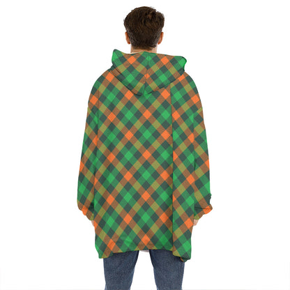 Irish Saint Patrick's Day Plaid Print Hoodie Blanket