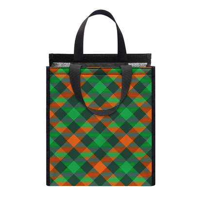 Irish Saint Patrick's Day Plaid Print Insulated Lunch Tote