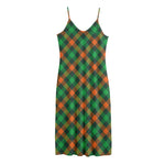 Irish Saint Patrick's Day Plaid Print Jersey Midi Cami Dress