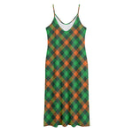 Irish Saint Patrick's Day Plaid Print Jersey Midi Cami Dress