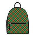 Irish Saint Patrick's Day Plaid Print Leather Backpack