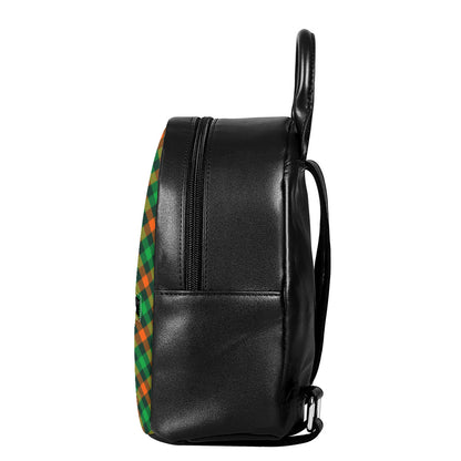 Irish Saint Patrick's Day Plaid Print Leather Backpack