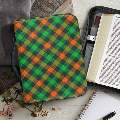Irish Saint Patrick's Day Plaid Print Leather Bible Cover