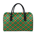 Irish Saint Patrick's Day Plaid Print Leather Duffel Bag